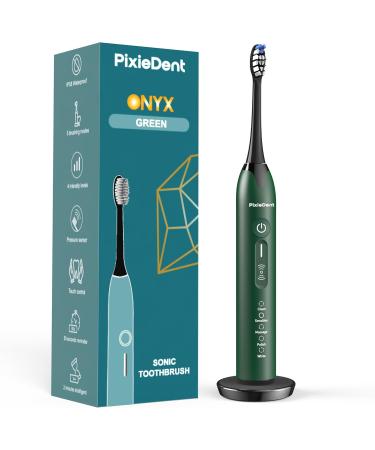 Pixiedent Onyx Electric Toothbrush - 4 Replacement Brushes 5 Modes Timer & Pressure Sensor 96 000 Sonic Movements - International Shipping Available - Buy Online on GoSupps.com