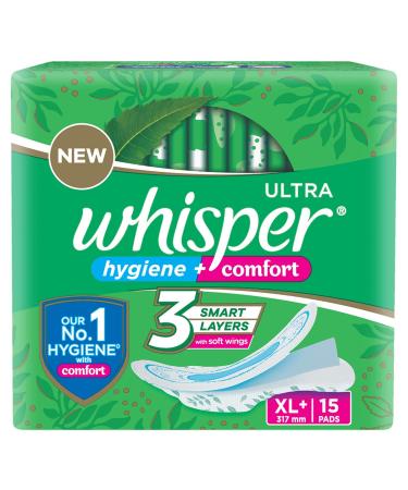 Whisper Ultra Sanitary Pads with Wings - 15 Pieces (XL Plus)