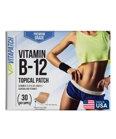 VitaPatch Premium Grade B12 Patches 30 Day Supply B12 Patch Made with Vitamin B12 Methylcobalamin for Energy & Vitamin Guarana - 100% Made in The USA