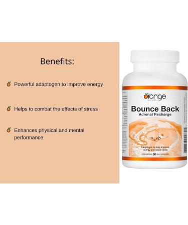 Orange Naturals - Bounce Back - 90 v-caps - Adrenal Recharge Supplements - Adaptogens Helps Improve Energy Pressure Relief Physical And Mental Performance Promote Relaxation and Glandular Repair - Buy Online on GoSupps.com
