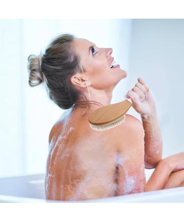 PATKAW Body Bathing Brush Horsehair Back Scrubber Bath Exfoliating Brush Bathroom Body Scrubber - Buy Online on GoSupps.com