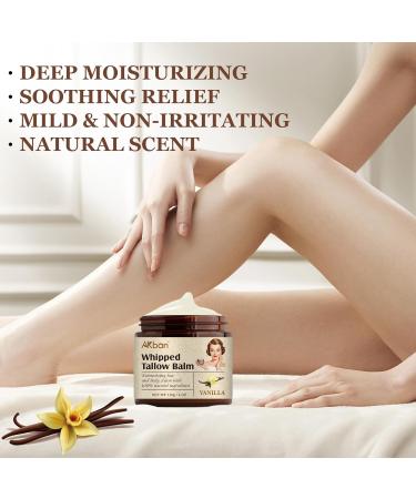 Beef Tallow for Skin Whipped Tallow Balm with Olive Oil Grass Fed Cow Fat Face Moisturizer Cream Body Lotion for Dry Skin for Men & Women 4 Ounce Vanilla Vanilla 4 Ounce (Pack of 1) - Buy Online on GoSupps.com