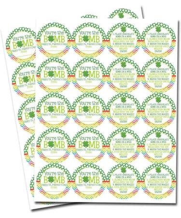 You're The Bomb Shamrock Themed Happy St. Patrick's Day Hot Cocoa Bomb Sticker Labels  Total of 40 2 Circle Stickers (20 sets of 2) by AmandaCreation - Buy Online on GoSupps.com