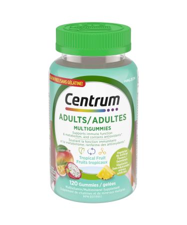 Centrum Adult MultiGummies Tropical Fruit Multivitamin and Multimineral Supplement Pineapple-Mango Dragonfruit and Passionfruit Flavours 120 count Tropical Fruit 120 count (Pack of 1)