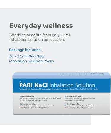 Pari Saline Solution for Inhaling - Sterile NaCl 0.9% - 20 Ampoules x 2.5ml for Infants Children & Adults - Preservative-Free - Buy Online on GoSupps.com