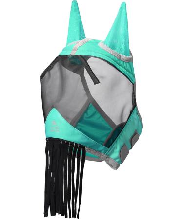 Harrison Howard CareMaster Horse Fly mask with Ears and Nose Fringe Fly Protector Defender Mask Summer Mint Full Size Full (Large) Summer Mint - Buy Online on GoSupps.com