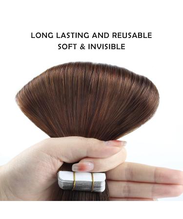 Sassina Double-Sided Tape in Hair Extensions - Real Chocolate Brown Seamless Skin Weft 45cm 20 Pieces 50g #3 - International Shipping Available - Buy Online on GoSupps.com