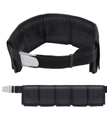 Scuba Weight Belt with 5 Pockets, Quick-Release Buckle Diving Pocket Weight Belt Adjustable Snorkeling Webbing Weight Pouch Belt fit for Waist 32" to 52" Black