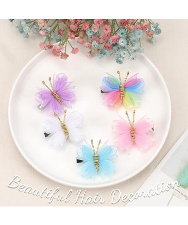 10PCS Mini Butterfly Hair Clips - Colorful Tulle Mesh Hair Bow Pins for Girls & Women | Oaoleer Hair Barrettes for Wedding, Halloween & Cosplay - Buy Online on GoSupps.com