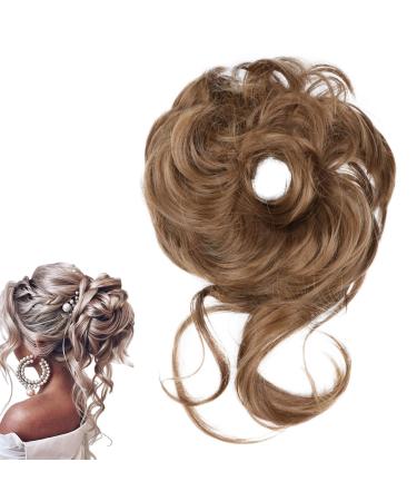 prinfantasy Messy Bun Hair Piece Curly Fake Hair Buns Updo High Heat Resistant Synthetic Hair Scrunchies for Women Ponytail Extension Dirty Blonde GBFQ007 GBFQ007 One Size