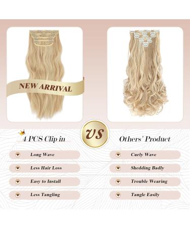 Feshfen Clip-In Hair Extensions for Women - 4PCs 50cm Dark Golden Wavy Synthetic Hair 180g - Buy Online on GoSupps.com