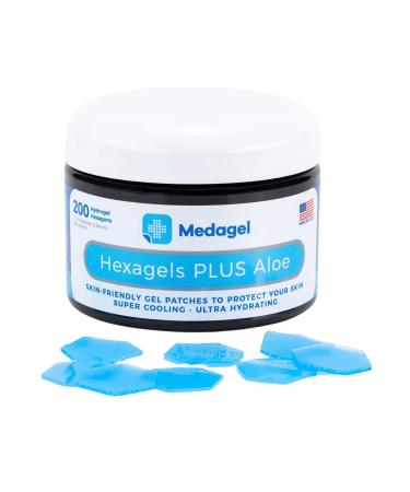 Medagel Hexagels Plus Aloe Vera - Hydrogel Pads Protection and Treatment | Blister Prevention | Instant Cooling and Soothing Relief of Skin Irritations | 200ct Hexagon Pads 200 Count (Pack of 1)