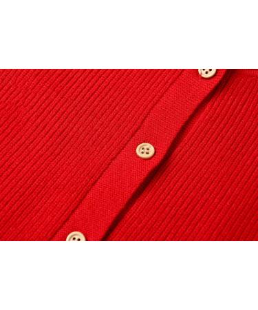 SMILING PINKER Toddler Girls Knit Cardigan 6 Years Red - Soft & Warm with Pockets - Buy Online on GoSupps.com