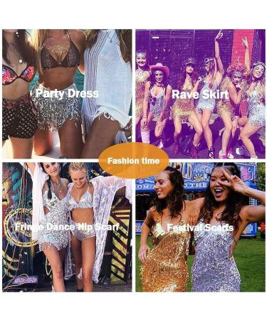 EARENT Silver Belly Dance Hip Skirt with Sequins Tassel Hip Scarf for Women - Buy Online on GoSupps.com