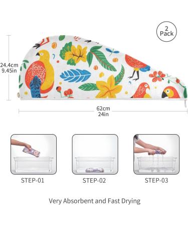 Parrot Bird Hair Towel 2 Pack - Super Absorbent Quick Dry Hair Turbans for Women & Girls | Ideal for Effortless Hair Drying - Buy Online on GoSupps.com