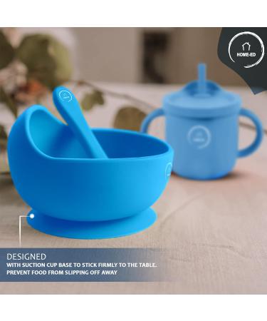 Home-Ed Baby Weaning Set: 9-Piece Baby Food Set with Suction Bowl, Plates, Spoon, and Bibs - Blue - Buy Online on GoSupps.com