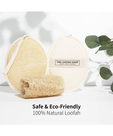 The Loofah Shop Bath Loofah Sponge - Exfoliating Body Scrubber for Men, Women, and Kids - Eco-Friendly Natural Egyptian Loofah - 2 Pack with Cotton Travel Pouch - Buy Online on GoSupps.com