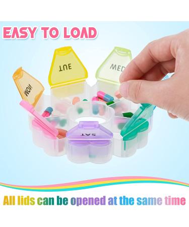 2 Pack Travel Weekly Pill Organizer - Portable 7 Day Pill Box - Cute Flower Design - Medicine Containers for Daily Use - Multi Colored Pill Dispenser - Buy Online on GoSupps.com