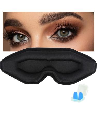 Eye Mask for Lash Extensions Sleep Mask for Side Sleeper Eyelash Sleeping Mask for Extensions 100% Block Out Light Sleeping Eye Mask for Women Men 3D Sleeping Mask Adjustable Strap Ear Plugs