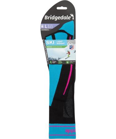 Bridgedale Women's Lightweight Ski Socks - Merino Endurance, Black/Blue, Size Medium - Buy Online on GoSupps.com