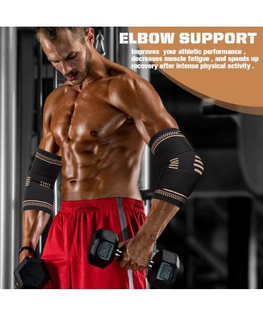 Copper Elbow Compression Sleeves - 2 Pack for Tennis Elbow Relief - Medium Size - Buy Online on GoSupps.com