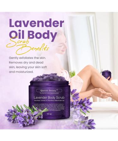 Lavender Oil Body Scrub with Shea Butter & Saffron - Exfoliating Salt Scrub for Anti-Aging, Stretch Marks, Cellulite, Acne - 10 oz - Buy Online on GoSupps.com