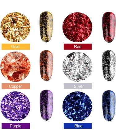 Gold Foil Flakes for Resin - 8 Bottle Set | Gilding Flakes for Nails, Crafts, Painting, Art, Slime - Gold, Silver, Copper, Red, Blue, Purple, Green, Peach - Buy Online on GoSupps.com