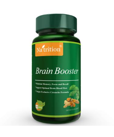 Brain Booster Nootropic Nutrition Science Formula- Herbal Supplement for Focus Memory & Clarity-Ginkgo Biloba Turmeric Cistanche Tubulosa - 90 Veggie Capsules