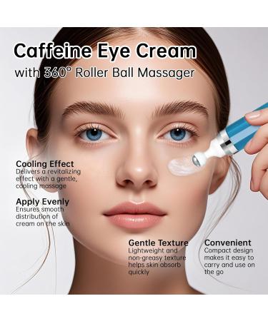 5% Caffeine Eye Cream Anti Aging, Cream For Puffiness & Bags Under Eyes, 1 PCS Caffeine Eye Serum With Under Roller For Wrinkles, Fine Lines & Dark Circles, Natural Eyes Daily Care 1PCS - Buy Online on GoSupps.com