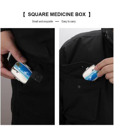 Portable Tropical Sea Print Pill Box - 2 Compartment Decorative Metal Pill Organizer for Travel | Shop Internationally - Buy Online on GoSupps.com