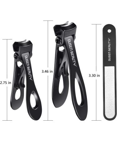 Extra Wide Jaw Nail Clippers for Thick Nails - Stainless Steel Toenail Trimmer Set for Seniors & Men & Women - Black, 3 Pcs with Nail File - Buy Online on GoSupps.com