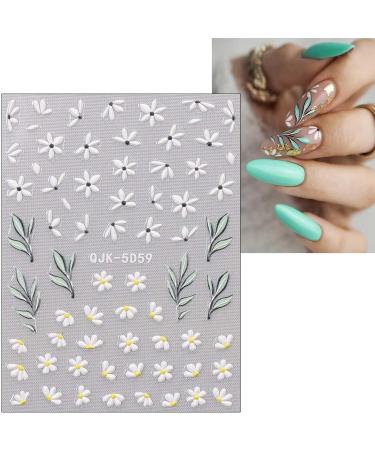 JMEOWIO 6 Sheets 3D Embossed Spring Flower Nail Art Stickers Decals Self-Adhesive 5D Colorful Summer Floral Line Nail Supplies Nail Art Design Decoration Accessories - Buy Online on GoSupps.com