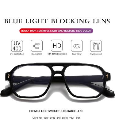 PORADAY Blue Light Blocking Glasses - 70s Retro Square Aviator Eyewear for Men & Women - A1 Black - Shop Internationally - Buy Online on GoSupps.com