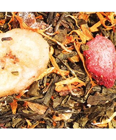 Organic Green Tea Peach Strawberry Summer Miracle Loose Green Tea 100g Bag with Zip 40 Cups 100% Organic Farming Quality Green Tea Satisfied or Refunded  - Buy Online on GoSupps.com