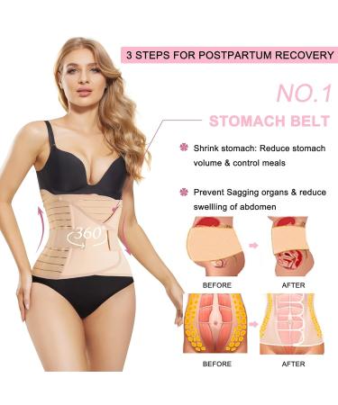 Gotoly 3-in-1 Postpartum Belly Wrap Waist/Pelvis Recovery Belt - Beige M | Tummy Control Girdle & Body Shaper - Buy Online on GoSupps.com