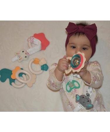 Pacifier Clip Holder Leash for Baby Boy Girl Newborn Toddler Teether Teething Dummy - 4 Pack Blue Girls Design - Buy Online on GoSupps.com