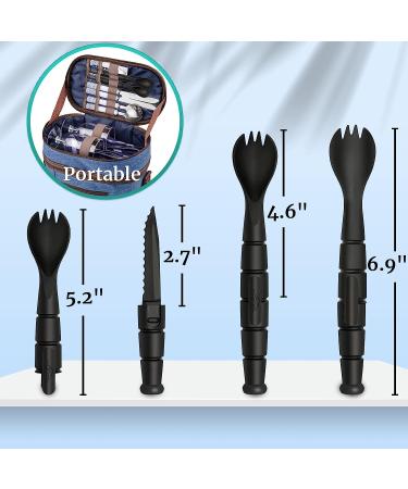 Tactical Spork Spoon Combo - 3-in-1 Camping Utensils 2 Pack (Black) | Backpacking & Camping Gear - Buy Online on GoSupps.com