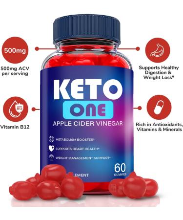 (5 Pack) Keto One ACV Gummies - Vegan Formula with Apple Cider Vinegar and Vitamin B12 - Buy Online on GoSupps.com