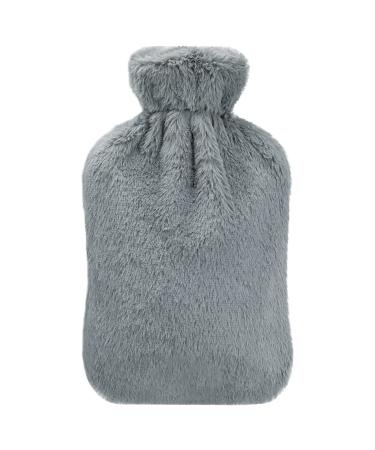 Hot Water Bottle with Cover Homealexa Hot Water Bottle with Soft Cover 2L Comfortable Safe and Durable Heat Retention Good Performance Warm in Winter Gifts Fit for Kids/Adult Grey