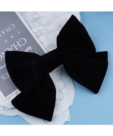 Inilbran Vintage Satin Bow Hair Barrettes Large Velvet Bow Hair Clips Winter Ribbon Bow Head Clip Barrette French Bowknot Hairclips Decorative Hair Accessories for Women and Girls Headdress(Black 2) - Buy Online on GoSupps.com