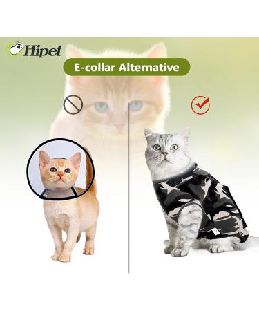 Buy Hipet Cat Surgical Suit - Recovery Vest for Belly Wounds & Skin Diseases | Anti-Licking Onesie | Replacement E-Collar & Cone for Cats (Small Camouflage) - Buy Online on GoSupps.com