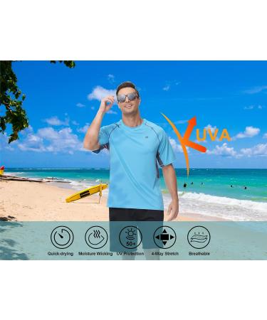 Men's UPF 50+ Rash Guard Swim Shirt Short Sleeve - White/Black - 4XL - Buy Online on GoSupps.com