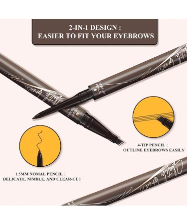 4-Tip Microblading Eyebrow Pen Waterproof Eyebrow Pencil Microblade Eyebrow Pens for Women Long-Lasting Magic Eye Brow Pencil with 4 Fork Tip for Makeup Cosmetics (grey) 3# Grey - Buy Online on GoSupps.com