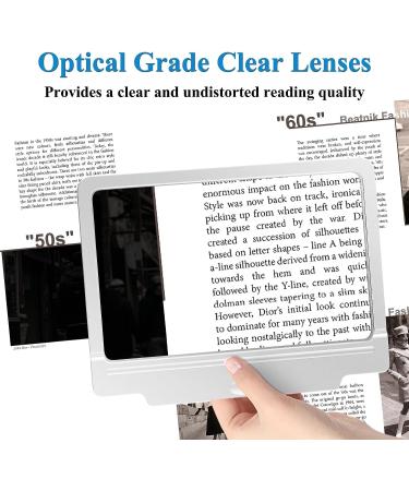 4X Large LED Magnifier for Low Vision & Seniors - Full-Page Viewing, Adjustable Lights - Silver - Buy Online on GoSupps.com