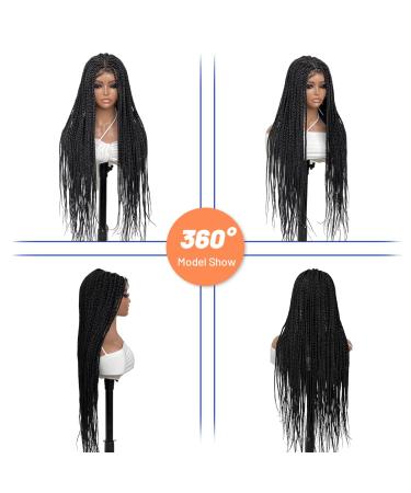 Bilisar Box Braid Wig for Black Women - 30 Inch Hand Braided Synthetic Lace Front Wig with Baby Hair - Lightweight Knotless Cornrow Braids in Natural Black (1B) - Buy Online on GoSupps.com