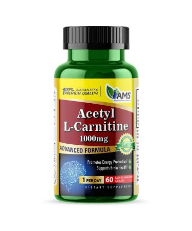 America Medic & Science Acetyl L-Carnitine 1000mg (60 Tablets) | Dietary Supplement for Men and Women | Promotes Energy Production | Supports Brain Health | Helps Improve Memory and Focus