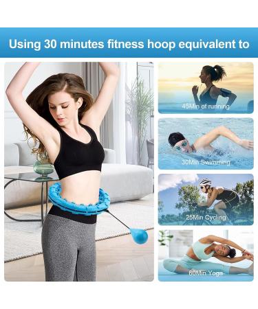 Adjustable Weighted Hula Fit Hoop for Adults - 24 Detachable Knots - Abdominal Fitness - Non-Falling Design - Auto-Spinning Ball - Blue - Buy Online on GoSupps.com