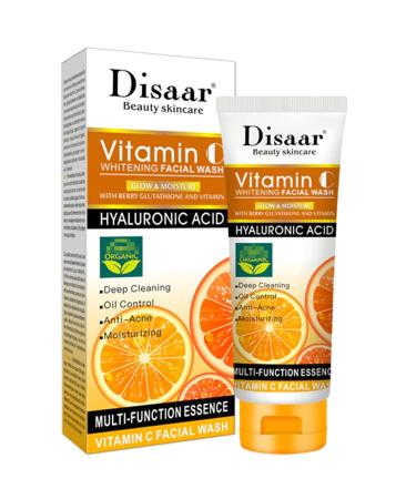 DISAAR Beauty Skincare Vitamin C Facial Wash Foam Hyaluronic Acid Berry Glutathione Moisturizing Cleaning Anti-Acne Oil Control Essence 100ml