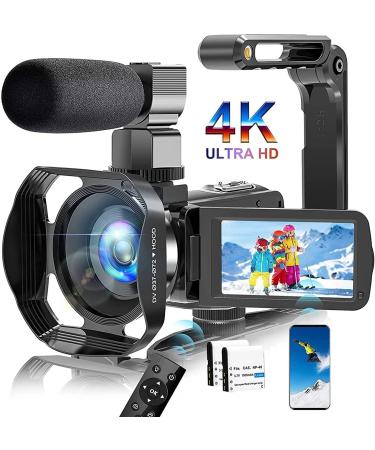 Video Camera Camcorder 4K 60FPS HD 48MP 18X Digital Camcorder 3.0'' HD Touch Screen Vlogging Camera for YouTube IR Night Vision Camcorder with Stabilizer, Remote Control, External Microphone V4S-Q