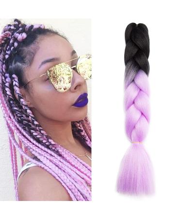 LDMY Jumbo Braiding Hair Extensions - 6PCS Ombre Braids Black to Light Purple 24inch Kanekalon Synthetic Hair for Women - International Shipping Available - Buy Online on GoSupps.com